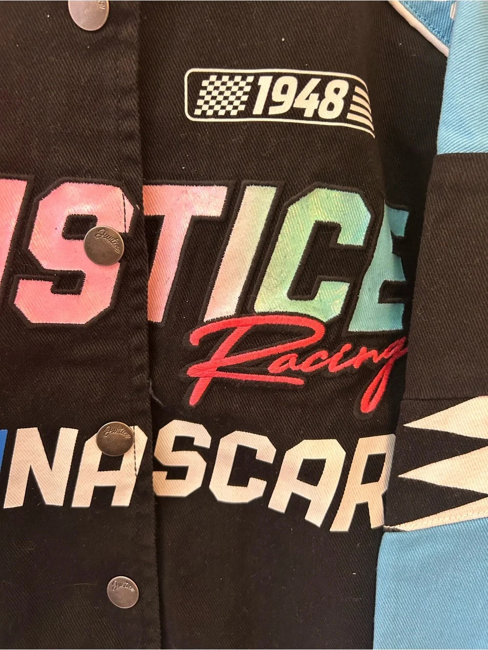 Justice x NASCAR racing bomber jacket size Small